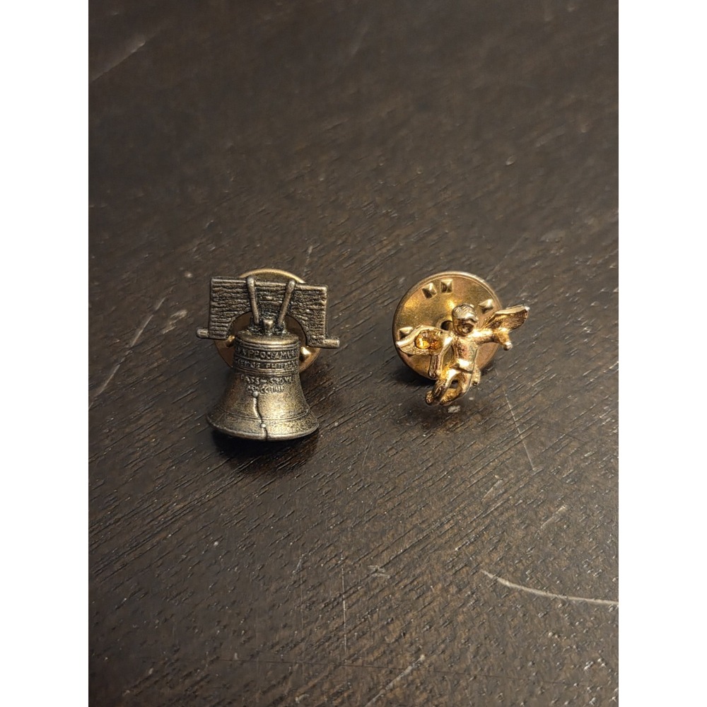 Liberty Bell And‎ Angel Lapel Pin Set